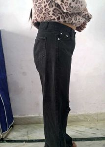 Black Ripped Wide Leg Jeans