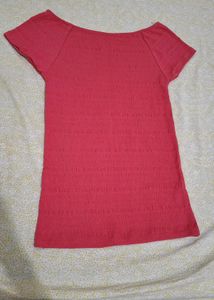 Ribbed Red Off-Shoulder Top