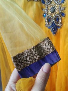 Yellow &amp; Blue Embroidered Salwar Suit