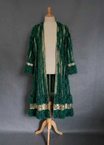 Emerald Green Embellished Long Kimono