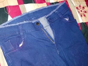 Blue Frayed Hem Denim Jeans
