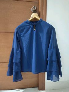 Blue Ruffle Sleeve Blouse 💙