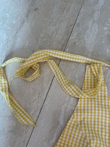 Yellow Gingham Halter Crop Top