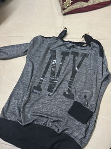 Grey NY Cold Shoulder Top