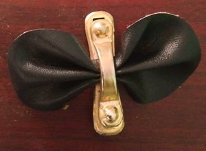 Black Faux Leather &amp; Golden Bow .