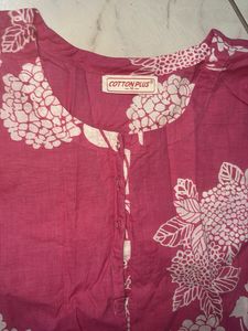 Vibrant Pink Floral Print Kurta