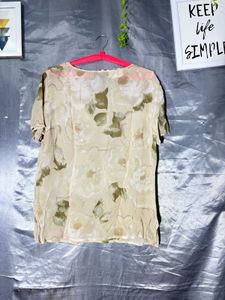 Cream Floral Print Casual Top