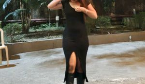 🌸 ZARA Black Ribbed bodycon Dress with Slit🌸
