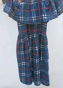 Black &amp; White Plaid Off-Shoulder dress