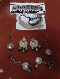 Navratri set of 10 Oxidized Silver jewellery se