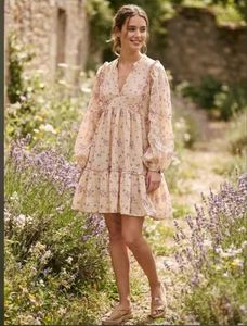Floral Print Mini Dress with Puff Sleeves