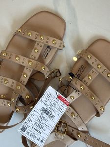 Stylish Studded Beige Flat Sandals