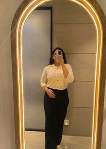 Light Yellow Eyelet Button-Up Top