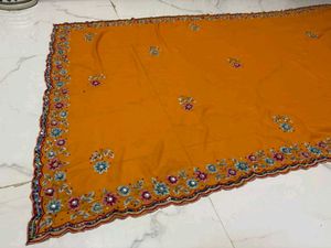 Designer Yellow Embroidered Saree