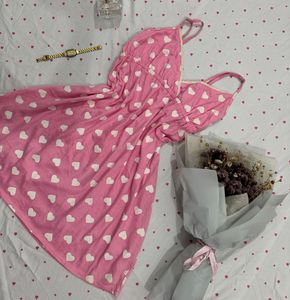 Cute Pink Heart Print Nightgown