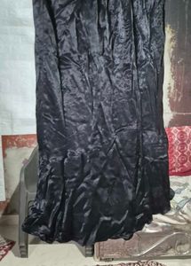 Elegant Black Satin Maxi Skirt