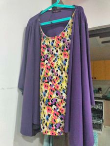 Floral Print Top w attached Cardigan