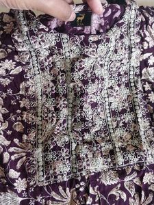 Embroidered Purple Floral Kurta