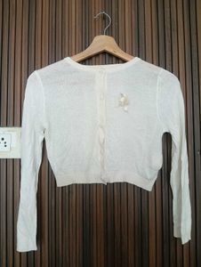 Cream Cropped Cardigan