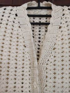 Cream 'Hand Crochet' Vest Cardigan