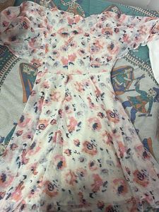 Floral Print Lace-Up Dress