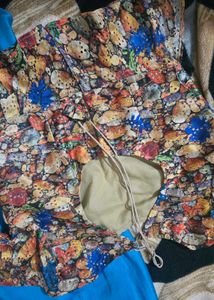 Floral Top &amp; Blue Skirt Set