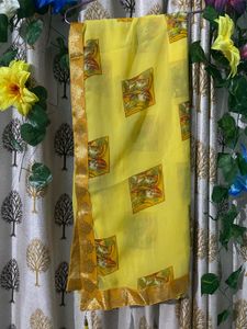 Elegant Yellow Printed Saree
