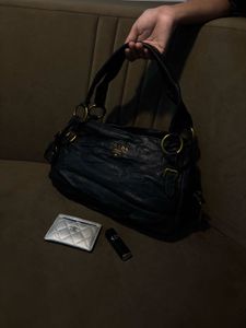 Prada Black Leather Hobo Bag