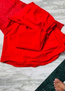 Stunning Red Sequined Kurta Set