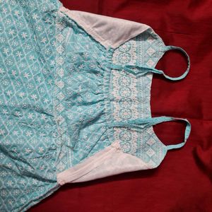 Boho Blue Peplum Tank Top