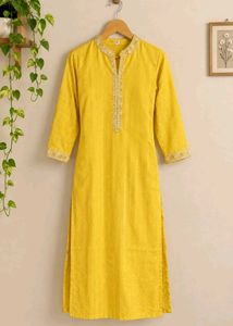 Vibrant Yellow Embroidered Kurta