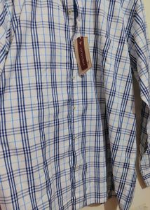 White Shirt Blue Lining Print Boy &amp; Men 48 Chest