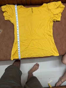 Bright Yellow Ruffled Sleeve Top