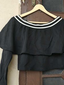 Chic Black Off-Shoulder Ruffled Top