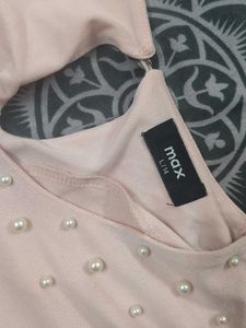 Pink Puff Sleeve Top with Pearls