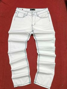 Smog White Jeans with Contrast Stitching