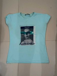 Light Blue "Sassy Authentic" Graphic T-Shirt