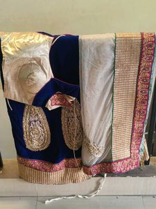 Elegant Blue Velvet Lehenga Choli Set