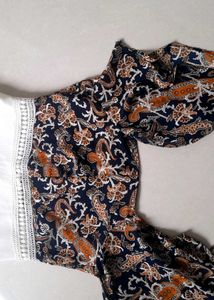 White Ethnic Gown with Print
