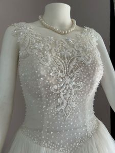 White Bridal Gown with inner sequins underlay