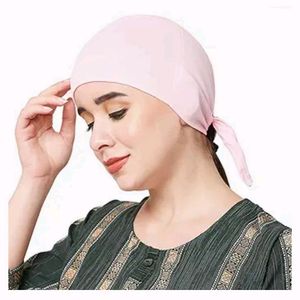 Women's Cotton Solid Underscarf Black Cap Hijab 3