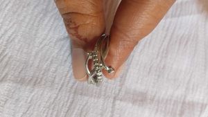 Elegant Silver Tone Ring with Stones