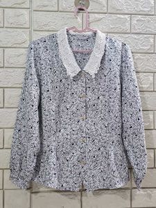 Vintage Floral Lace Collar Blouse