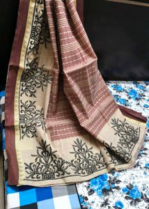 Traditional Embroidery Zari Handblock Print Saree