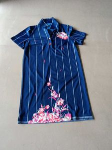 Vintage Navy Striped Floral Dress