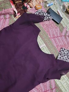 Purple Embroidered kurti