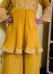 yellow haldi dress for girls