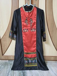 Satin Silk Black Kurti