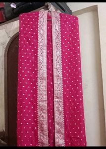 Vibrant Pink Kurta with Silver Embellishments