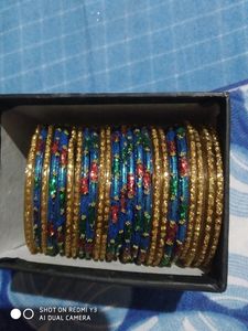 Green Blue Golden Mix Colors Chudi Set